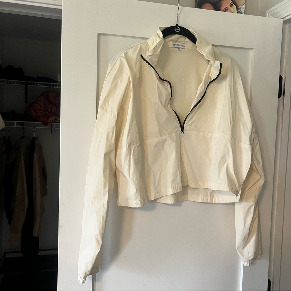 Like New Weworewhat Cream Lightweight Half-Zip Jacket